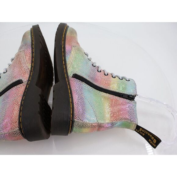 Dr Doc Martens 1460 J Pascal Rainbow Glitter Boots Girls Size 3 Combat Shoes - Picture 8 of 13